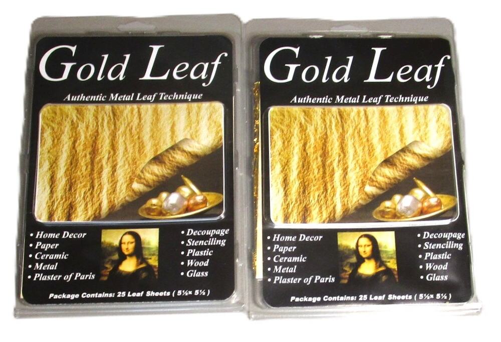 Houston Art Mona Lisa Metal Gold Leaf Craft Pack 25 Sheets Gilding Supplies